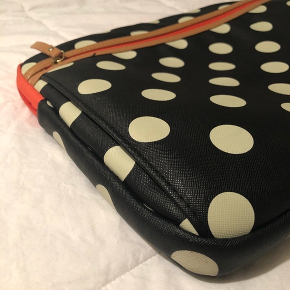 15” Padded Laptop Sleeve w Black & White polkadots - Picture 4 of 4
